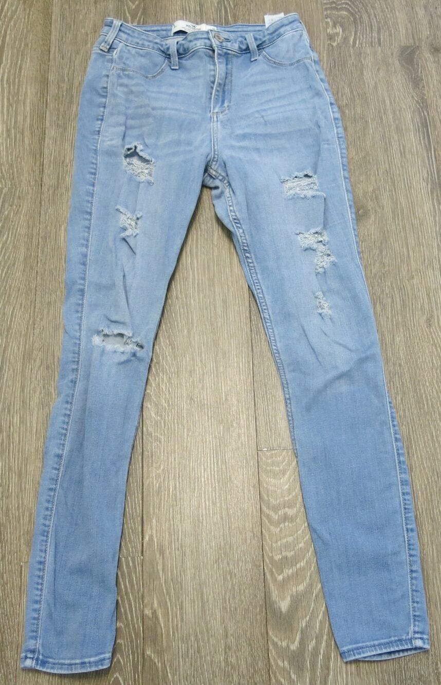 HOLLISTER Curvy High Rise Jean Legging Size 28WxL30 Women Distressed Light Blue